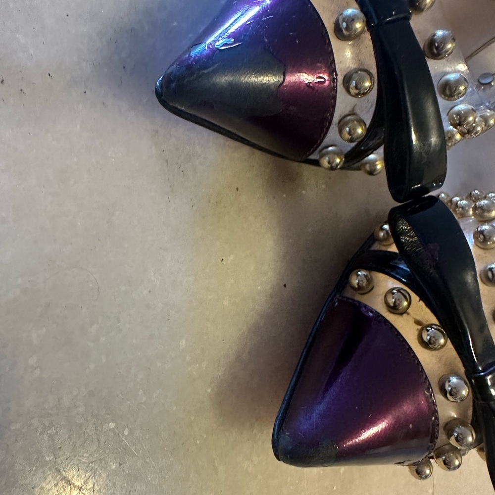 Christian Louboutin pumps high heels glitter clear round studs 37 AUTHENTIC - Picture 5 of 6